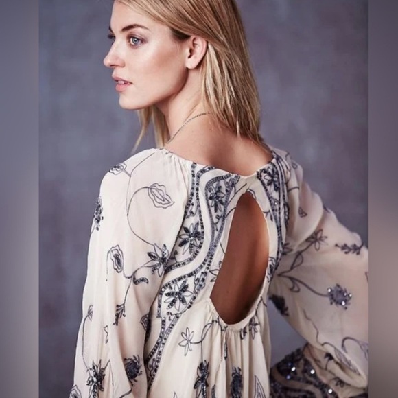 Free People My Beloved Georgette Sequined Mini Dress - Picture 4 of 8